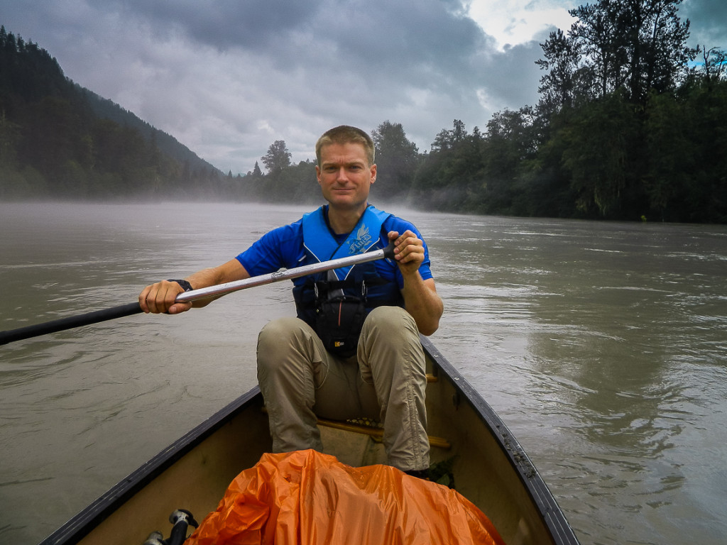 Crossing the Squamish River on the first morning of our trip