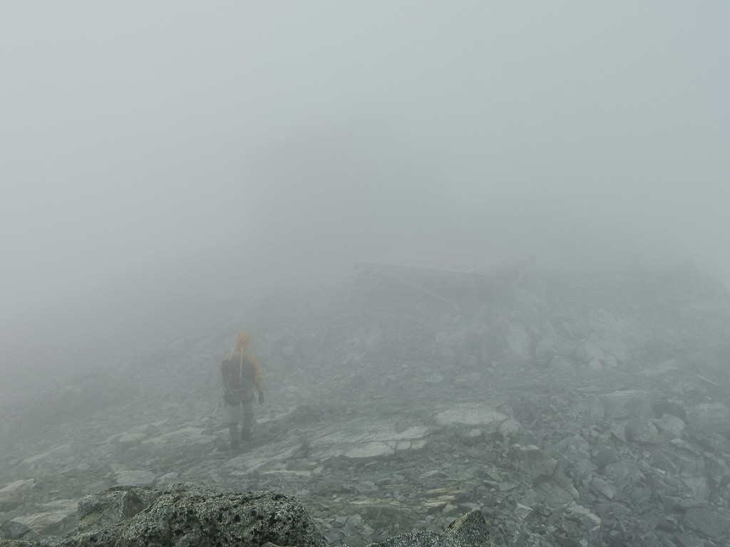 Our first glimpse of the Haberl Hut.