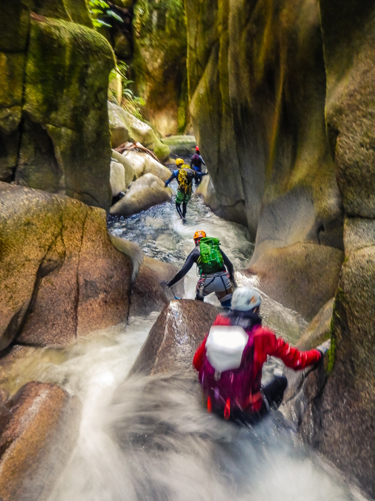 Scrambling the course of the creek.