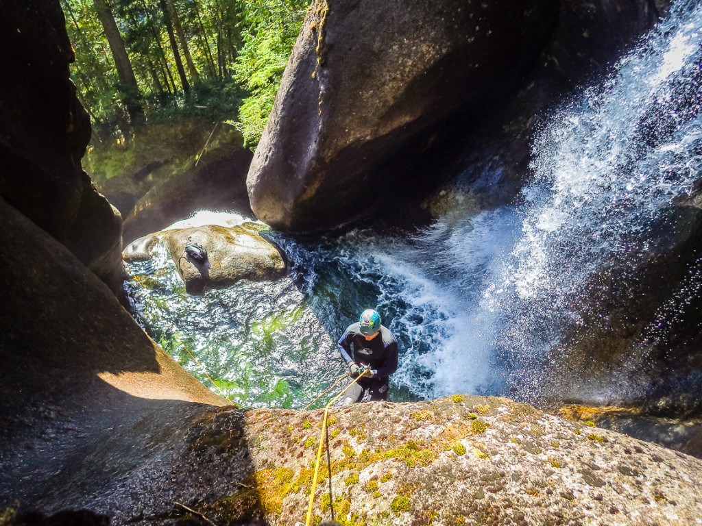 Descending the first rappel