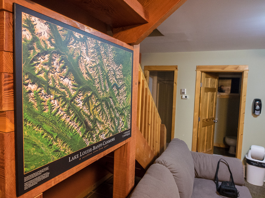 A map of the mountains to explore nearby on the wall in the Boswell Cabin