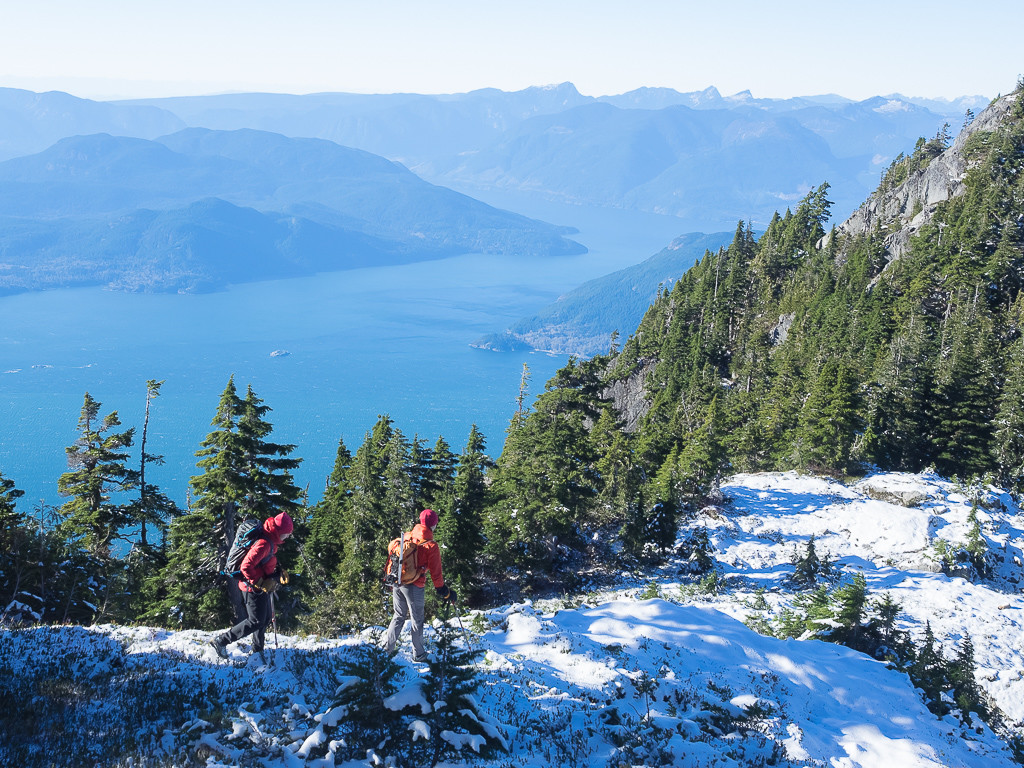 Views of the Howe Sound while hiking the ridge to the summit of Hat Mountain.